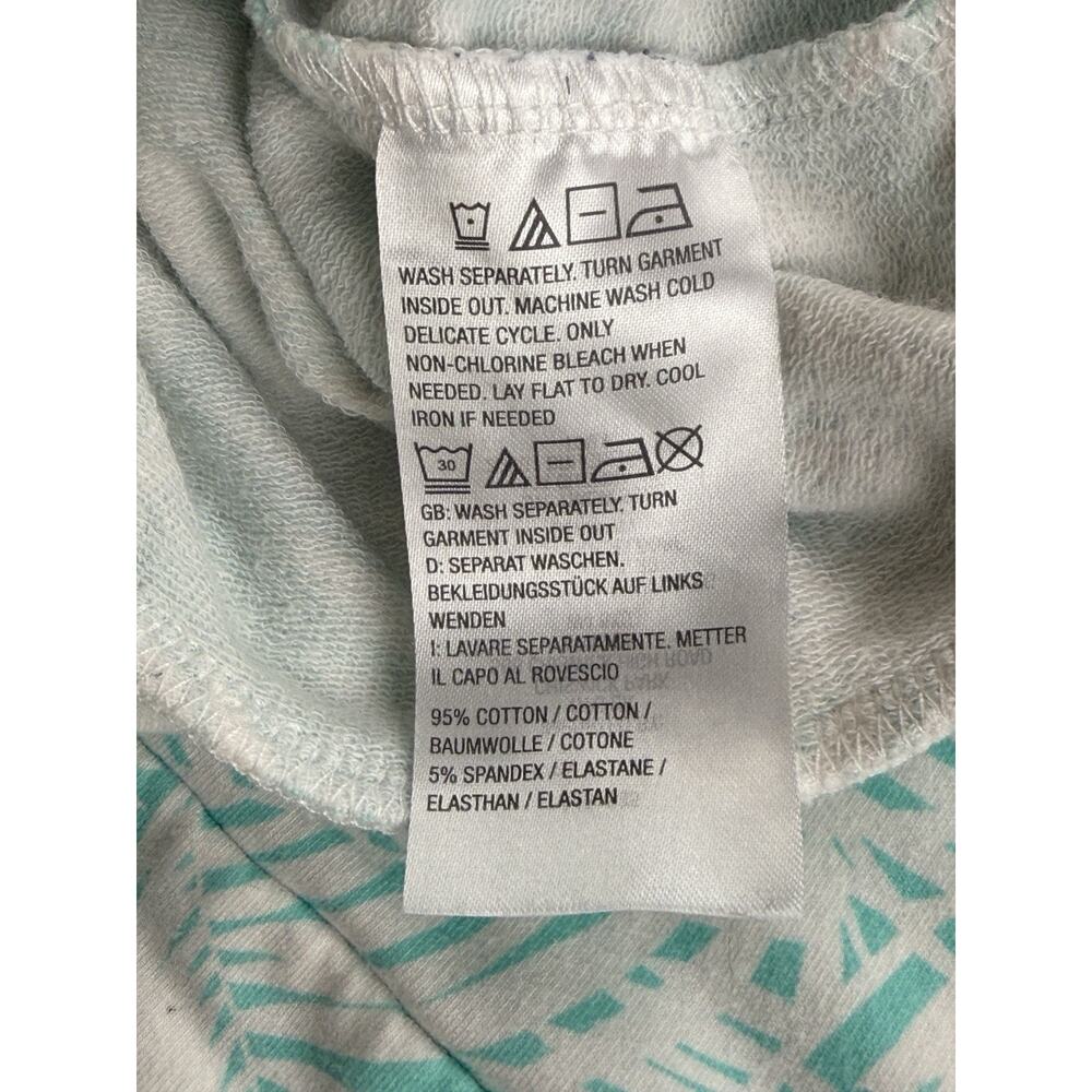 Belle Beach by Kim Gravel French Terry Short Sleeve Hoodie Light Aqua Palm XL - Picture 12 of 12